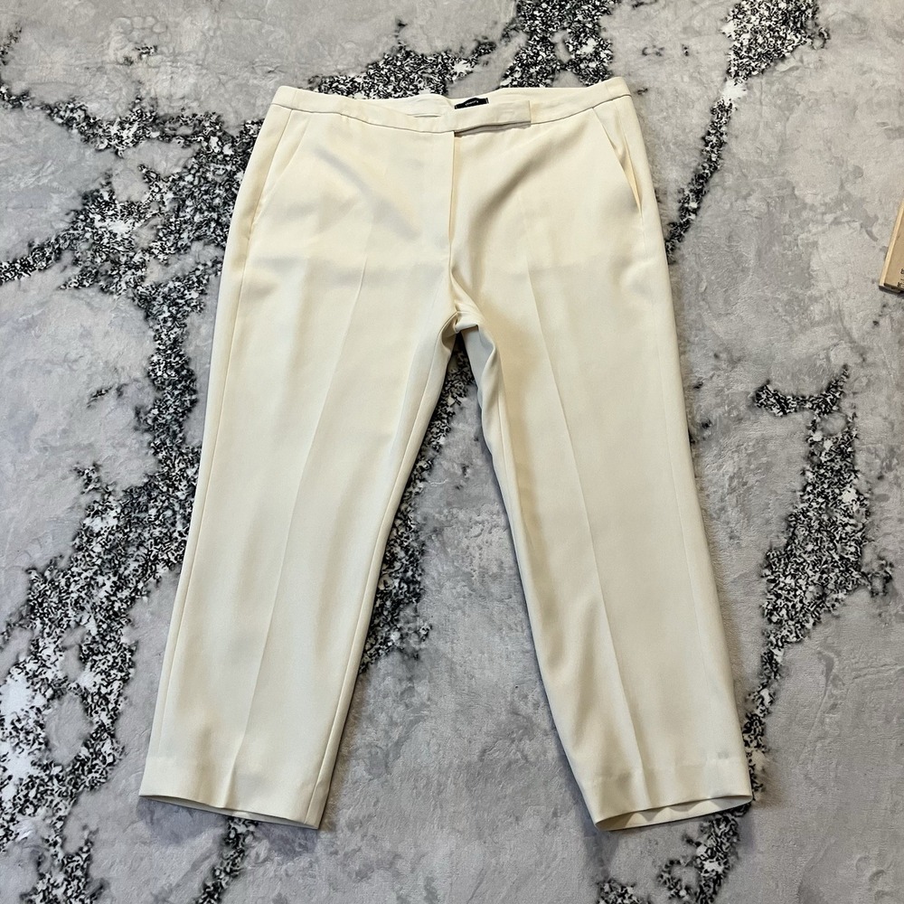 Theory Pants Womens Sz 16 High Waist‎ Slim Crop Rice Admiral Crepe Trousers
